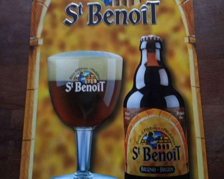 Plaque publicitaire émaillée Bière Abbaye Saint-Benoît
